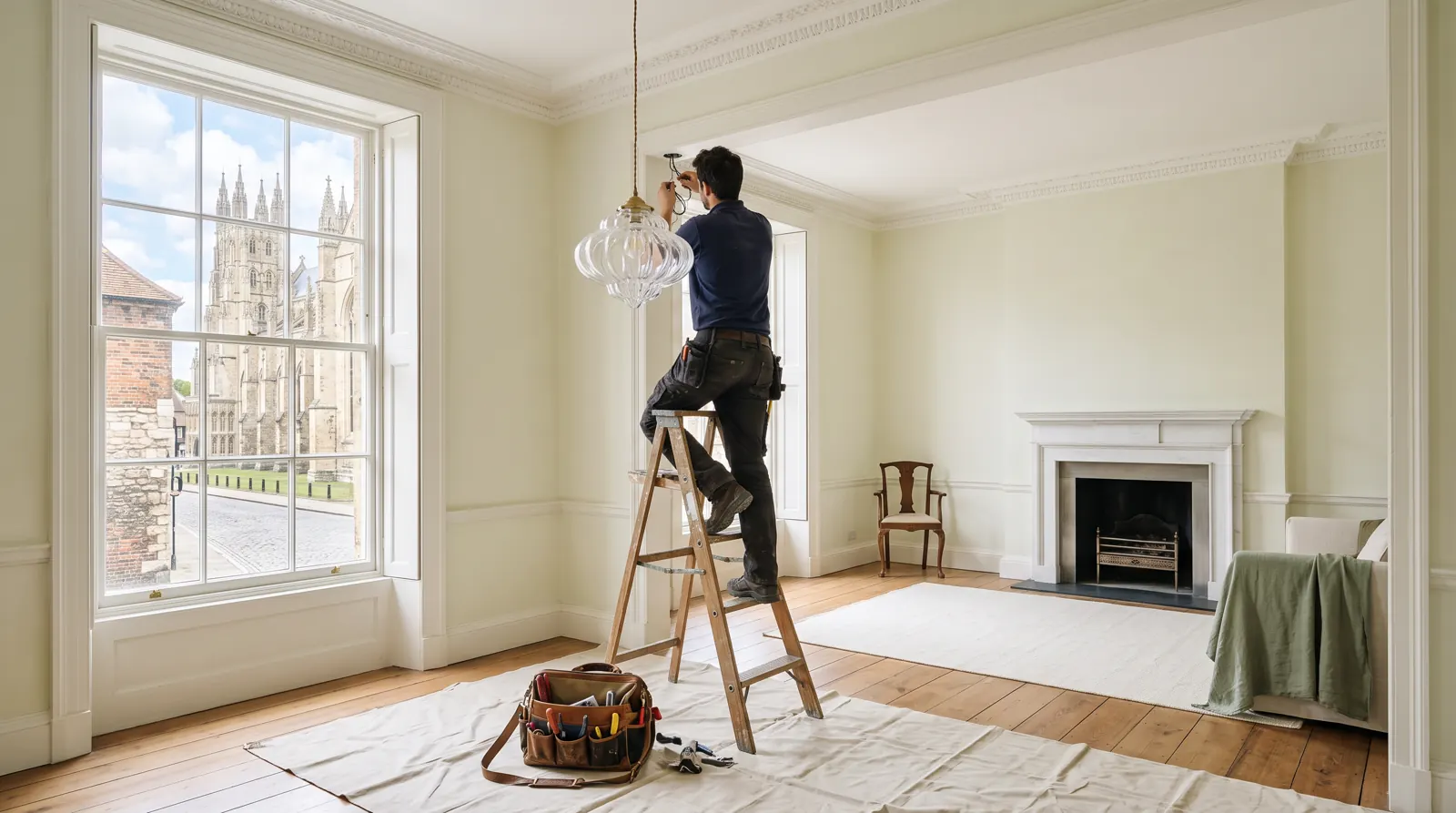 Electrician arriving at a home in Canterbury